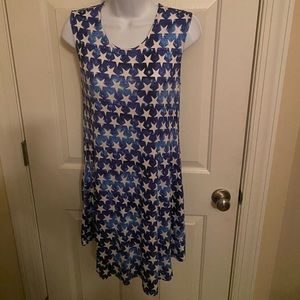 NWT Riley & James Sleeveless Stars And Stripes Dress Rayon Spandex Size Med